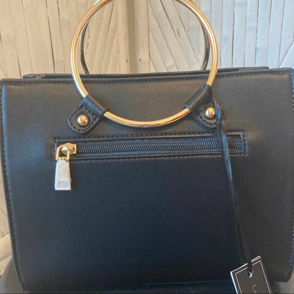 La Terre Fashion Purse Black  w/ Gold Ring